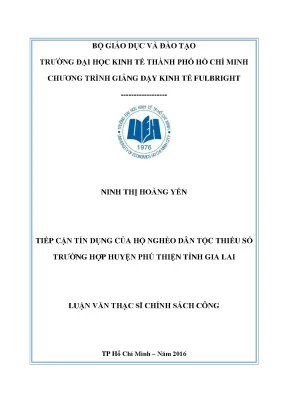 Tiếp cận tín dụng của hộ nghèo dân tộc thiểu số trường hợp huyện phú thiện tỉnh gia lai