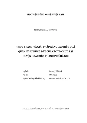 Luận văn thực trạng và giải pháp nâng cao hiệu quả quản lý sử dụng đất của cá tổ chức tại huyện hoài đức thành phố hà nội
