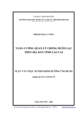 Luận văn quản lý kinh tế tăng cường quản lý chống buôn lậu trên địa bàn tỉnh lào cai