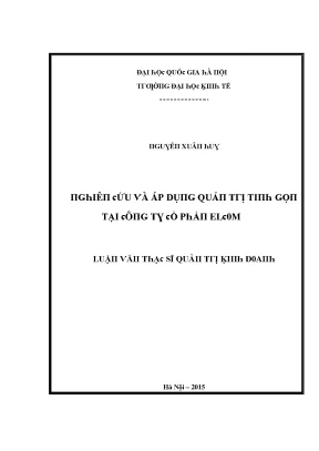 Luận văn nghiên cứu và áp dụng quản trị tinh gọn tại công ty cổ phần elcom