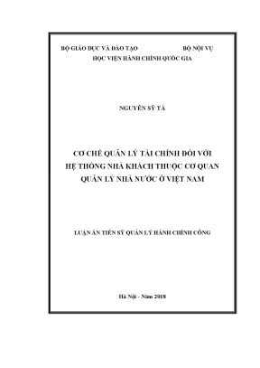 Luận văn cơ chế quản lý tài chính đối với hệ thống nhà khách thuộc cơ quan quản lý nhà nước ở việt nam