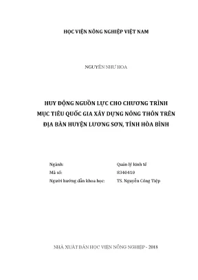 Luận văn huy động nguồn lực cho chương trình mục tiêu quốc gia xây dựng nông thôn trên địa bàn huyện lương sơn tỉnh hòa bình