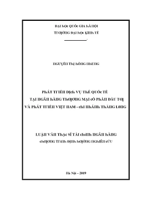 Luận văn phát triển dịch vụ thẻ quốc tế tại ngân hàng thương mại cổ phần đầu tư và phát triển việt nam chi nhánh thăng long