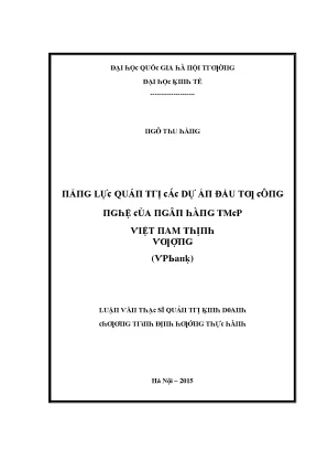 Luận văn năng lực quản trị các dự án đầu tư công nghệ của ngân hàng tmcp việt nam thịnh vượng vpbank