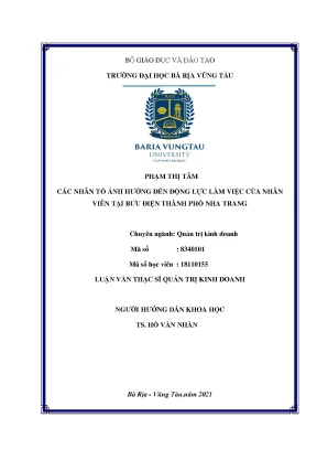 Luận văn các nhân tố ảnh hưởng đến động lực làm việc của nhân viên tại bưu điện tp nha trang