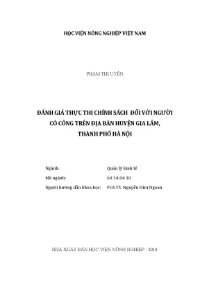 Luận văn đánh giá thực thi chính sách đối với người có công trên địa bàn huyện gia lâm thành phố hà nội