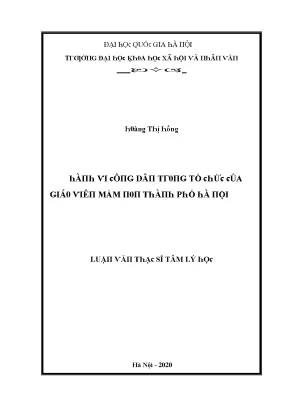 Luận văn thạc sĩ hành vi công dân trong tổ chức của giáo viên mầm non thành phố hà nội vnu lvts10
