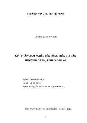Giải pháp giảm nghèo bền vững trên địa bàn huyện bảo lâm tỉnh cao bằng