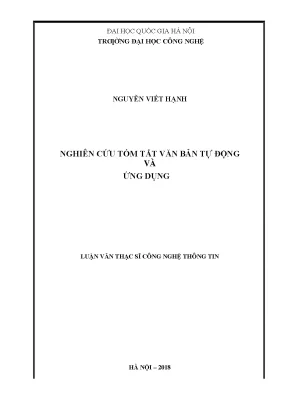 Luận văn nghiên cứu về tóm tắt văn bản tự động và ứng dụng