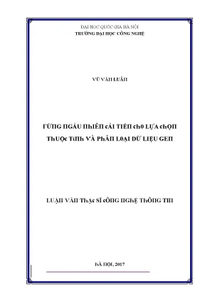 Luận văn rừng ngẫu nhiên cải tiến cho lựa chọn thuộc tính và phân loại dữ liệu gen