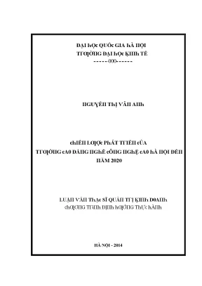 Luận văn chiến lược phát triển của trường cao đẳng nghề công nghệ cao hà nội đến năm 2020