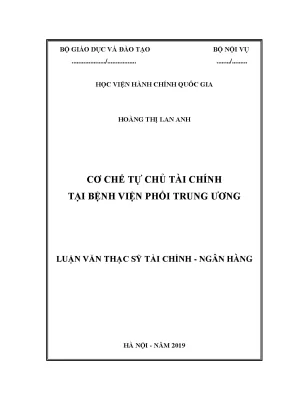 Luận văn cơ chế tự chủ tài chính tại bệnh viện phổi trung ương