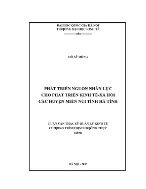 Luận văn phát triển nguồn nhân lực cho phát triển kinh tế xã hội các huyện miền núi tỉnh hà tĩnh