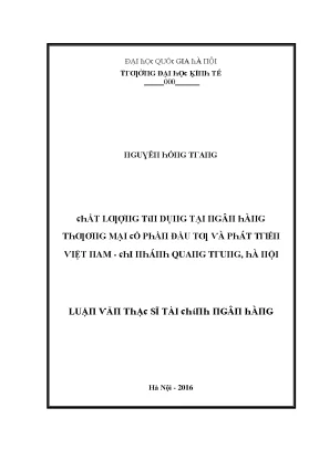 Luận văn chất lượng tín dụng tại ngân hàng thương mại cổ phần đầu tư và phát triển việt nam chi nhánh quang trung hà nội