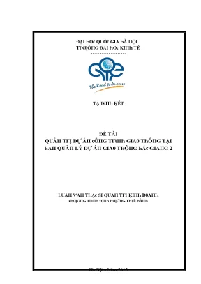 Luận văn quản trị dự án công trình giao thông tại ban quản lý dự án giao thông bắc giang 2