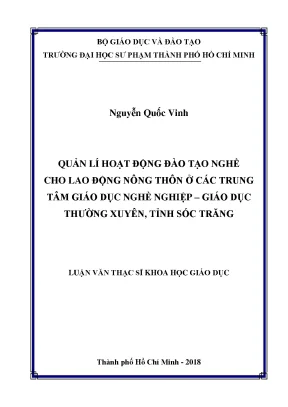 Luận văn quản lí hoạt động đào tạo nghề cho lao động nông thôn ở các trung tâm giáo dục nghề nghiệp giáo dục thường xuyên tỉnh sóc trăng