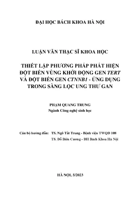 Thiết lập phương pháp phát hiện đột biến vùng khởi động gen tert và đột biến gen ctnnb1 ứng dụng trong sàng lọc ung thư gan