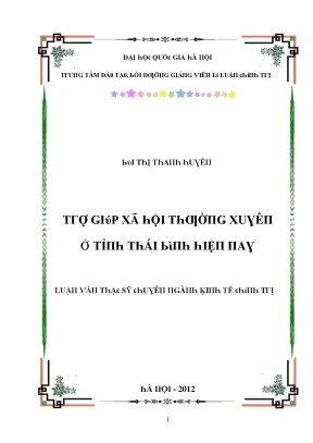 Luận văn thạc sĩ trợ giúp xã hội thường xuyên ở tỉnh thái bình hiện nay