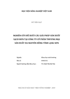 Luận văn nghiên cứu đề xuất các giải pháp sản xuất sạch hơn tại công ty cổ phần thương mại sản xuất da nguyên hồng tỉnh lạng sơn