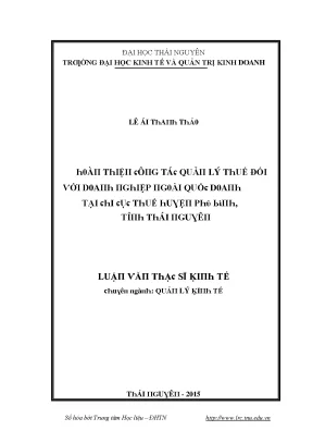 Luận văn hoàn thiện công tác quản lý thuế đối với doanh nghiệp ngoài quốc doanh tại chi cục thuế huyện phú bình tỉnh thái nguyên