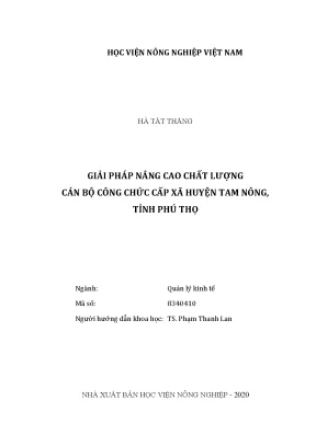 Giải pháp nâng cao chất lượng cán bộ công chức cấp xã trên huyện tam nông tỉnh phú thọ