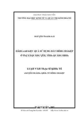 Luận văn nâng cao hiệu quả sử dụng đất nông nghiệp ở thị xã quảng yên tỉnh quảng ninh