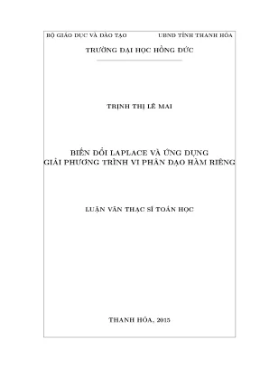 Biến đổi laplace và ứng dụng giải phương trình vi phân đạo hàm riêng