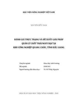 Luận văn đánh giá thực trạng và đề xuất giải pháp quản lý chất thải nguy hại tại khu công nghiệp quang châu tỉnh bắc giang