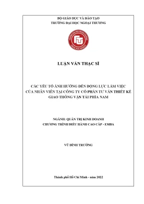 Luận văn các yếu tố ảnh hưởng đến động lực làm việc của nhân viên tại công ty cổ phần tư vấn thiết kế giao thông vận tải phía nam