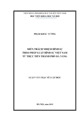 Miễn trách nhiệm hình sự theo pháp luật hình sự việt nam từ thực tiễn thành phố đà nẵng