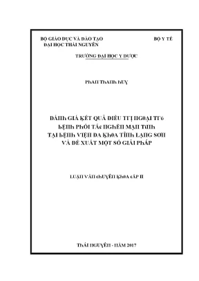 Luận văn đánh giá kết quả điều trị ngoại trú bệnh phổi tắc nghẽn mạn tính tại bệnh viện đa khoa tỉnh lạng sơn và đề xuất một số giải pháp