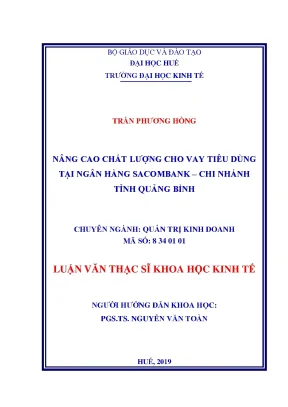 Luận văn nâng cao chất lượng cho vay tiêu dùng tại ngân hàng sacombank chi nhánh quảng bình