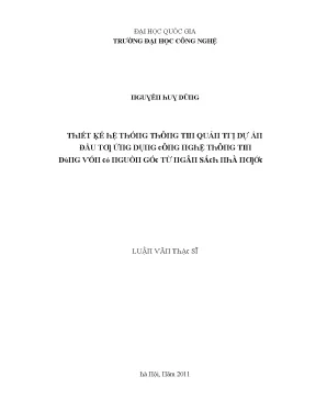 Luận văn thiết kế hệ thống thông tin quản trị dự án đầu tư ứng dụng công nghệ thông tin dùng vốn có nguồn gốc từ ngân sách nhà nước