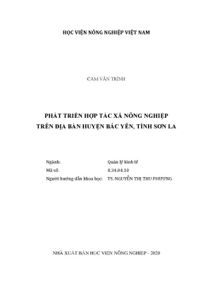 Phát triển hợp tác xã nông nghiệp trên địa bàn huyện bắc yên tỉnh sơn la