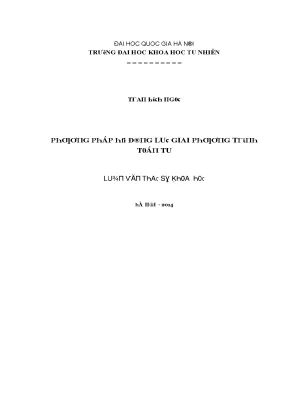 Luận văn thạc sĩ phương pháp hệ động lực giải phương trình toán tử vnu lvts08w