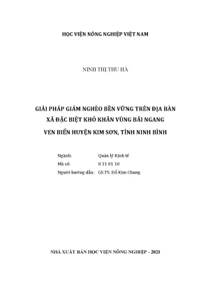 Giải pháp giảm nghèo bền vững trên địa bàn xã đặc biệt khó khăn vùng bãi ngang ven biển huyện kim sơn tỉnh ninh bình