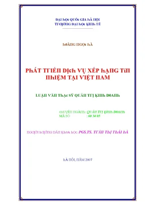 Luận văn phát triển dịch vụ xếp hạng tín nhiệm tại việt nam