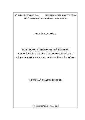 Luận văn hoạt động kinh doanh thẻ tín dụng tại ngân hàng thương mại cổ phần đầu tư và phát triển việt nam chi nhánh lâm đồng