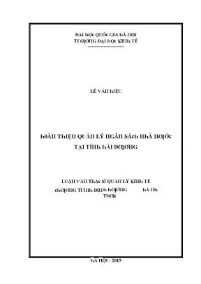 Luận văn hoàn thiện quản lý ngân sách nhà nước tại tỉnh hải dương