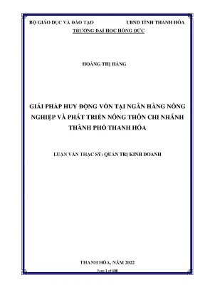 Giải pháp huy động vốn tại ngân hàng nông nghiệp và phát triển nông thôn chi nhánh thành phố thanh hóa