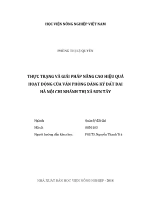 Luận văn thực trạng và giải pháp nâng cao hiệu quả hoạt động của văn phòng đăng ký đất đai hà nội chi nhánh thị xã sơn tây