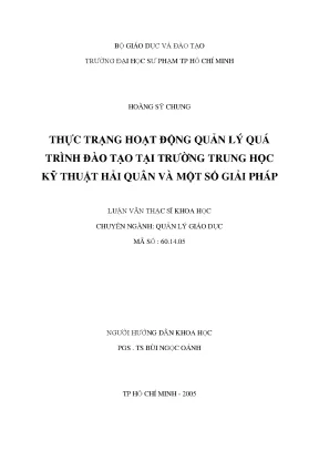 Luận văn thực trạng hoạt động quản lý quá trình đào tạo tại trường trung học kỹ thuật hải quân và một số giải pháp