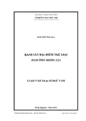 Luận văn khảo sát đặc điểm thể loại nam ông mộng lục