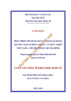 Luận văn phát triển tín dụng bán lẻ tại ngân hàng thương mại cổ phần đầu tư và phát triển việt nam chi nhánh bắc quảng bình