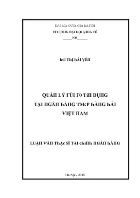 Luận văn quản lý rủi ro tín dụng tại ngân hàng tmcp hàng hải việt nam