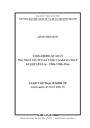 Luận văn tăng cường quản lý thu thuế giá trị gia tăng tại chi cục thuế huyện yên lạc tỉnh vĩnh phúc