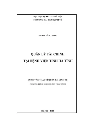 Luận văn quản lý tài chính tại bệnh viện tỉnh hà tĩnh
