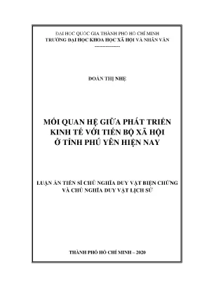 Mối quan hệ giữa phát triển kinh tế với tiến bộ xã hội ở tỉnh phú yên hiện nay