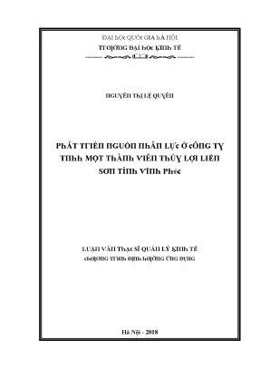 Luận văn phát triển nguồn nhân lực ở công ty tnhh một thành viên thủy lợi liễn sơn tỉnh vĩnh phúc
