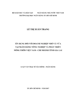 Luận văn tín dụng đối với doanh nghiệp nhỏ và và vừa tại ngân hàng nông nghiệp và phát triển nông thôn việt nam chi nhánh tỉnh gia lai